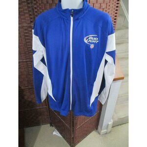 Bud Light Beer NFL Full Zip Track Jacket Men's Large Blue White Football